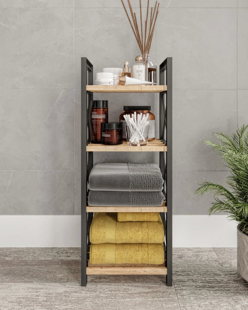 Scaffale multifunzionale "Mini" in legno - 23 x 18 x 64 cm - Nero