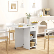 Tavolo da pranzo pieghevole salvaspazio per 2-4 persone, con cassetto e vani aperti, 114,5 x 70 x 75 cm, bianco