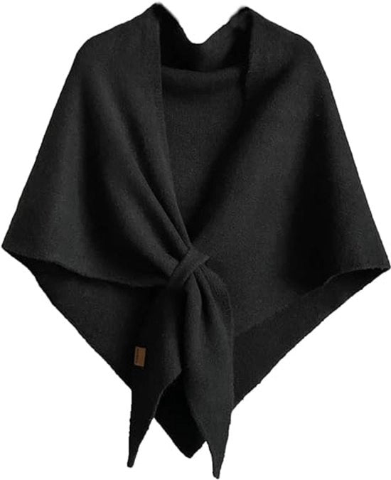 Schiacchiatura per donna - sciarpa in lana di cammello a una spalla - sciarpa - scialle in lana di cammello - scialle a treccia - protezione collo e scialle caldo - colore uniforme scialle multifunzionale - nero