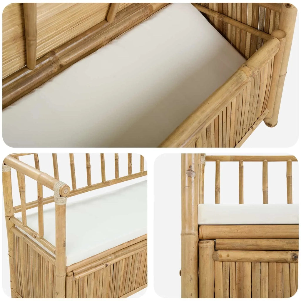 Panca da Giardino con Contenitore Naturale 110 x 47 x 80 cm 42028076