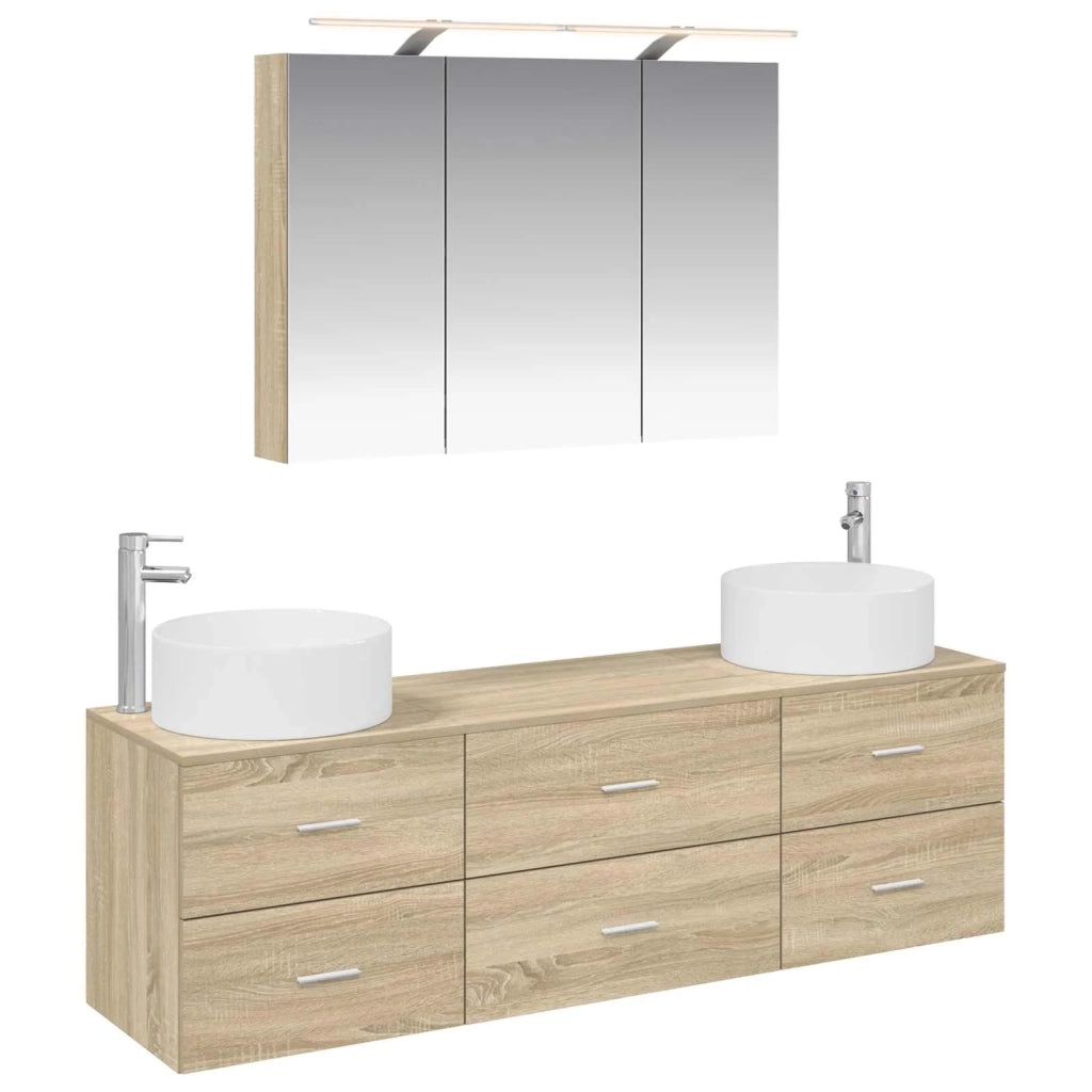 Set di mobili per il bagno 4 pcs Rovere Sonoma 3407057