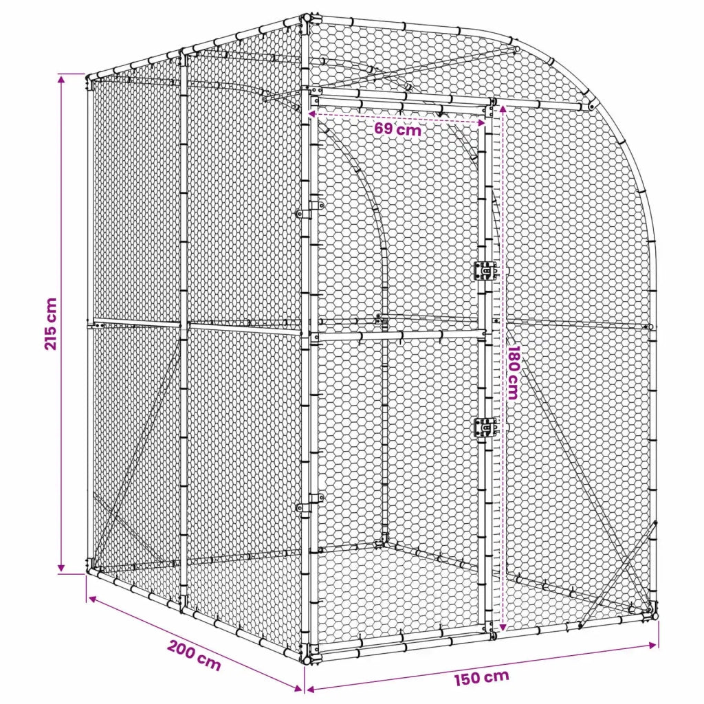 Pollaio Argento 200 x 200 x 215 cm Acciaio zincato 42042538