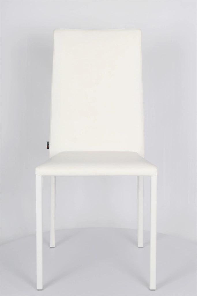 Set 2 sedie impilabili Julia Tommychairs, struttura in acciaio imbottita e rivestita in finta pelle colore bianco