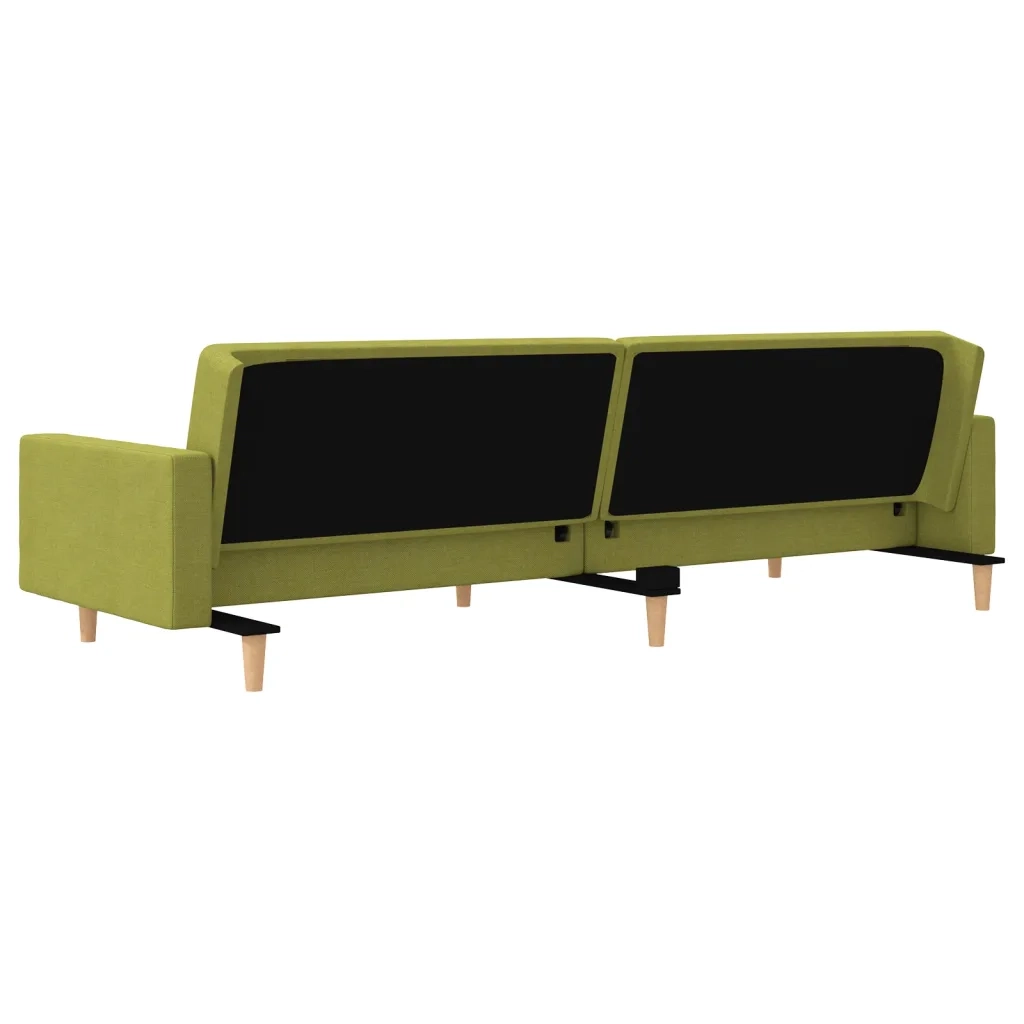 Divano Letto a 2 Posti con 2 Cuscini Verde in Tessuto 375905
