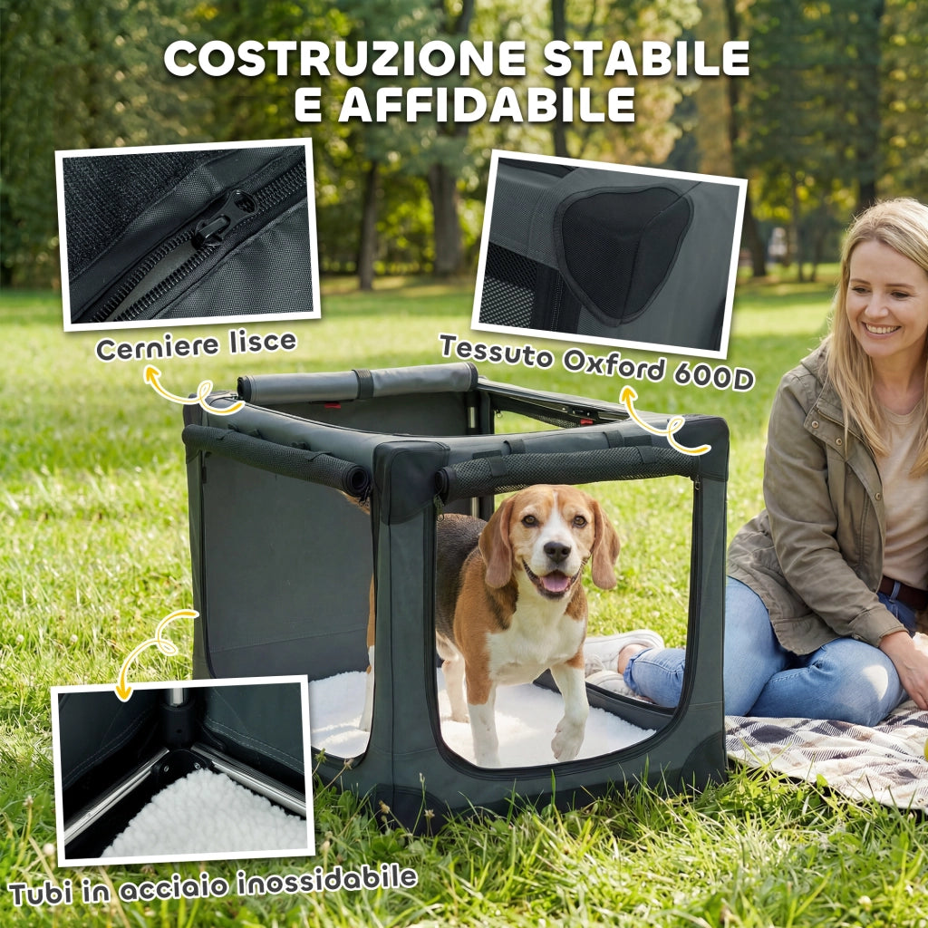 Trasportino per Cani e Gatti Pieghevole ¨C zephmum ¨C Verde, Tessuto Oxford, 76x54x54 cm