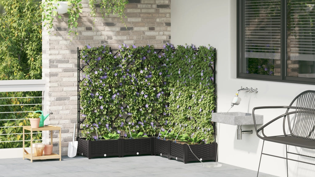 Pianterini da Giardino  con Sistema di Irrigazione 5 pz Nero