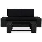 Salotto da Giardino-Set Divani da Giardino3 pz in Polyrattan Nero