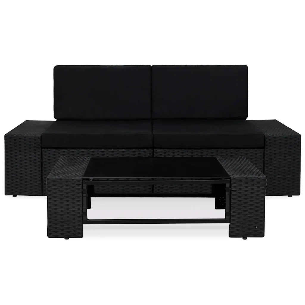Salotto da Giardino-Set Divani da Giardino3 pz in Polyrattan Nero
