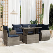 Set Divani da Giardino 6 pz con Cuscini Grigio in Polyrattan 3268541