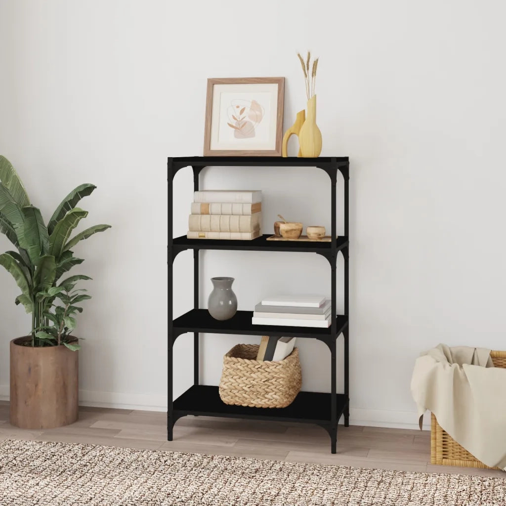 Mobile Porta Libri Nero 60x33x100cm Legno Multistrato e Acciaio 819327