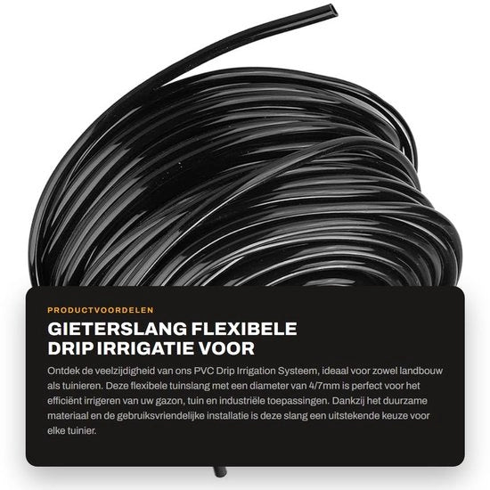 Giunzione per irrigazione 10 metri - Tubo PVC flessibile - Sistema di irrigazione a gocce - Tubo per irrigazione esterno - Superficie resistente all'usura - Adatto per fiori e ortaggi - Tubo di irrigazione esterno