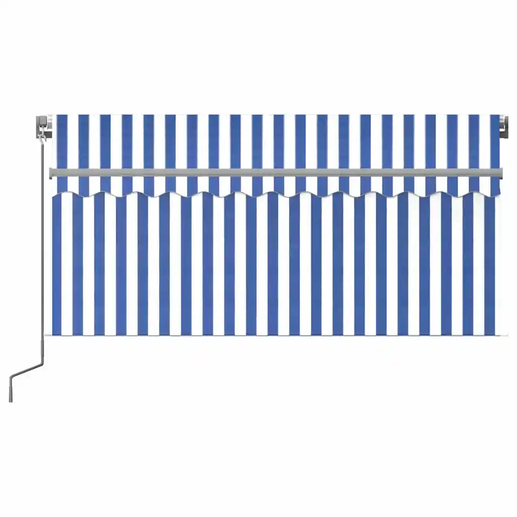 Tenda Sole Retrattile Manuale con LED 3x2,5m Blu e Bianco 3069381