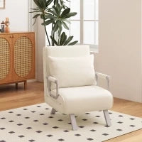 Poltrona Letto 2 in 1 con Schienale Inclinabile in 5 Posizioni, 65×69×82cm, Beige