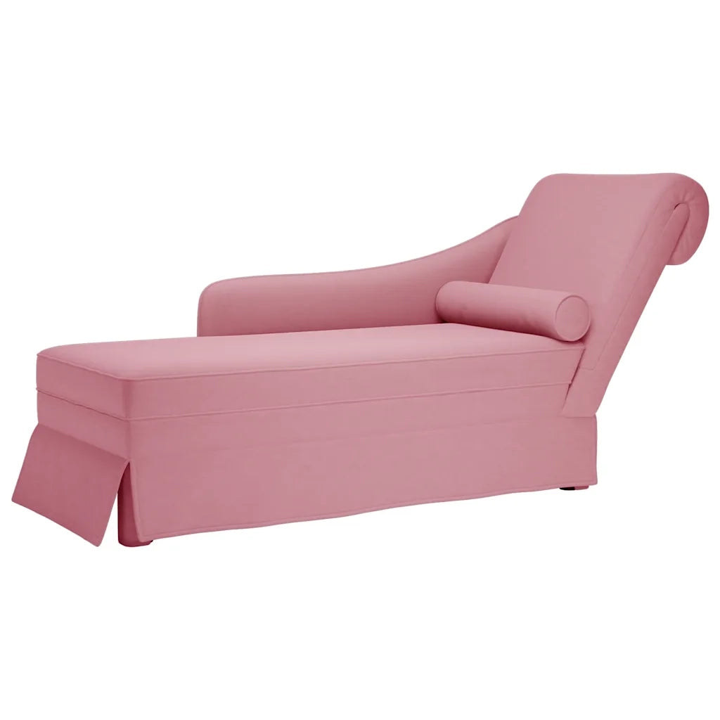 Sdraio con Capezzale e Bracciolo Destro in Velluto Rosa 4009785