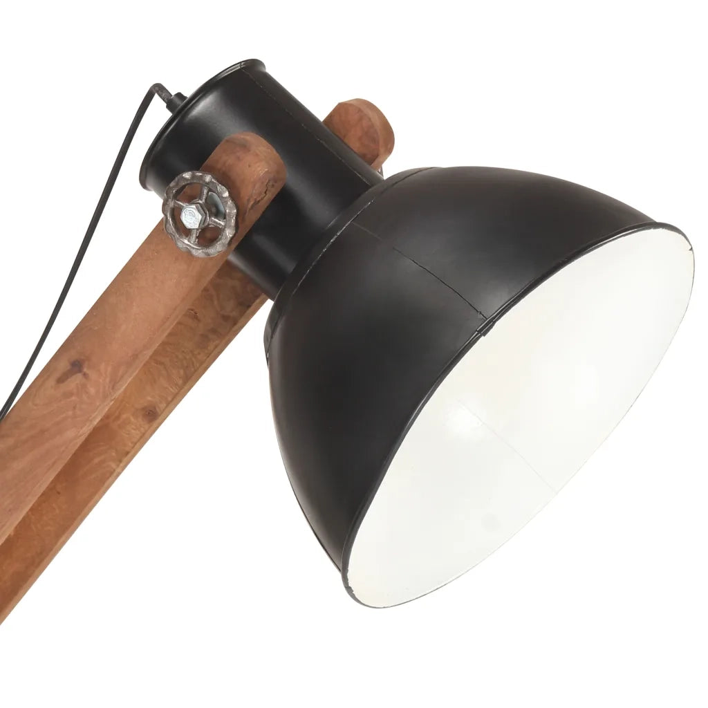 Lampada da Pavimento Nera in Legno Massello di Mango E27 320581