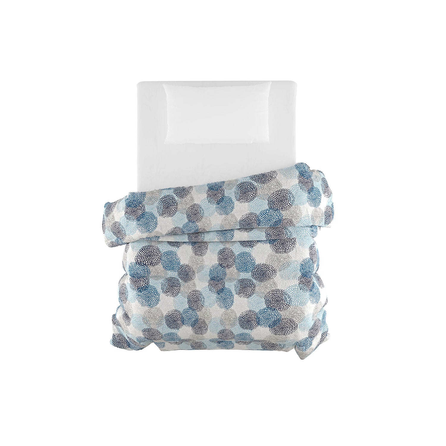 Trapunta Invernale Matrimoniale Stampata in Microfibra 200gr Double Face Soffioni Blu