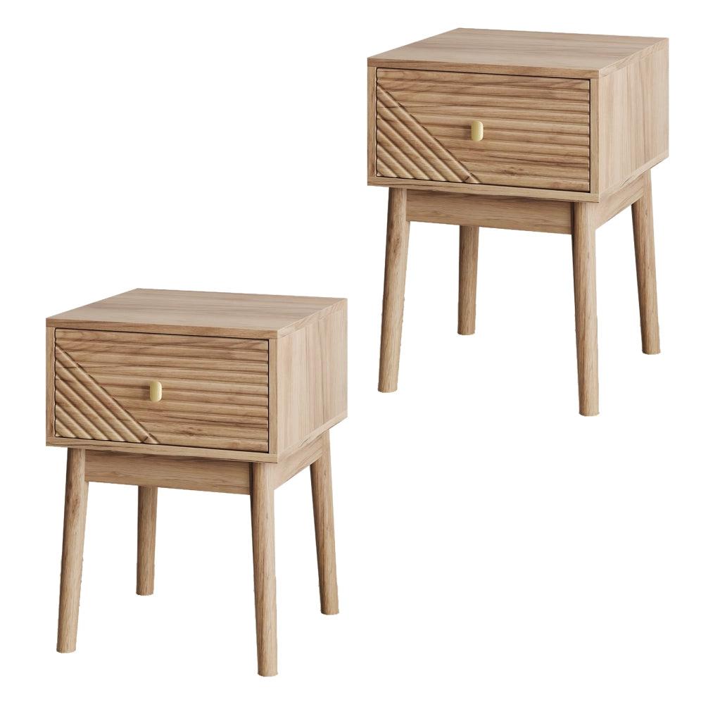 Comodino con 2 cassetti, effetto rovere, 40 x 40 x 55 cm
