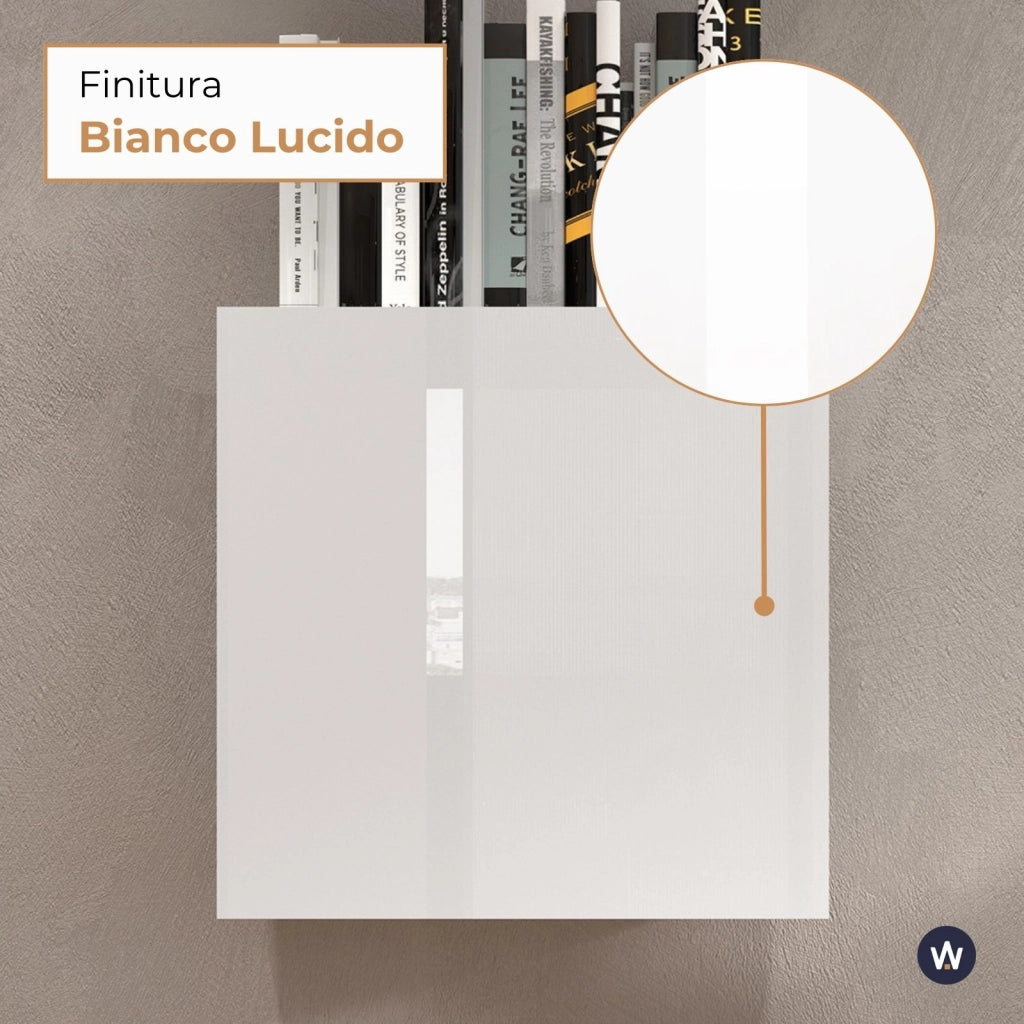 WHOUS Pensile a cubo Chronos con 1 anta bianco lucido 50x35x50 cm
