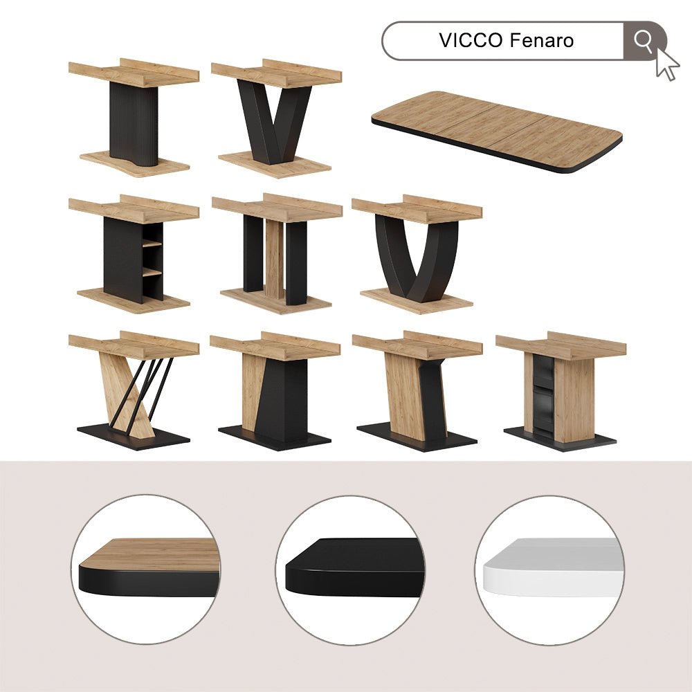 Vicco Tavolo da pranzo Estensibile Nero 120/160 x 80 cm 2 parti