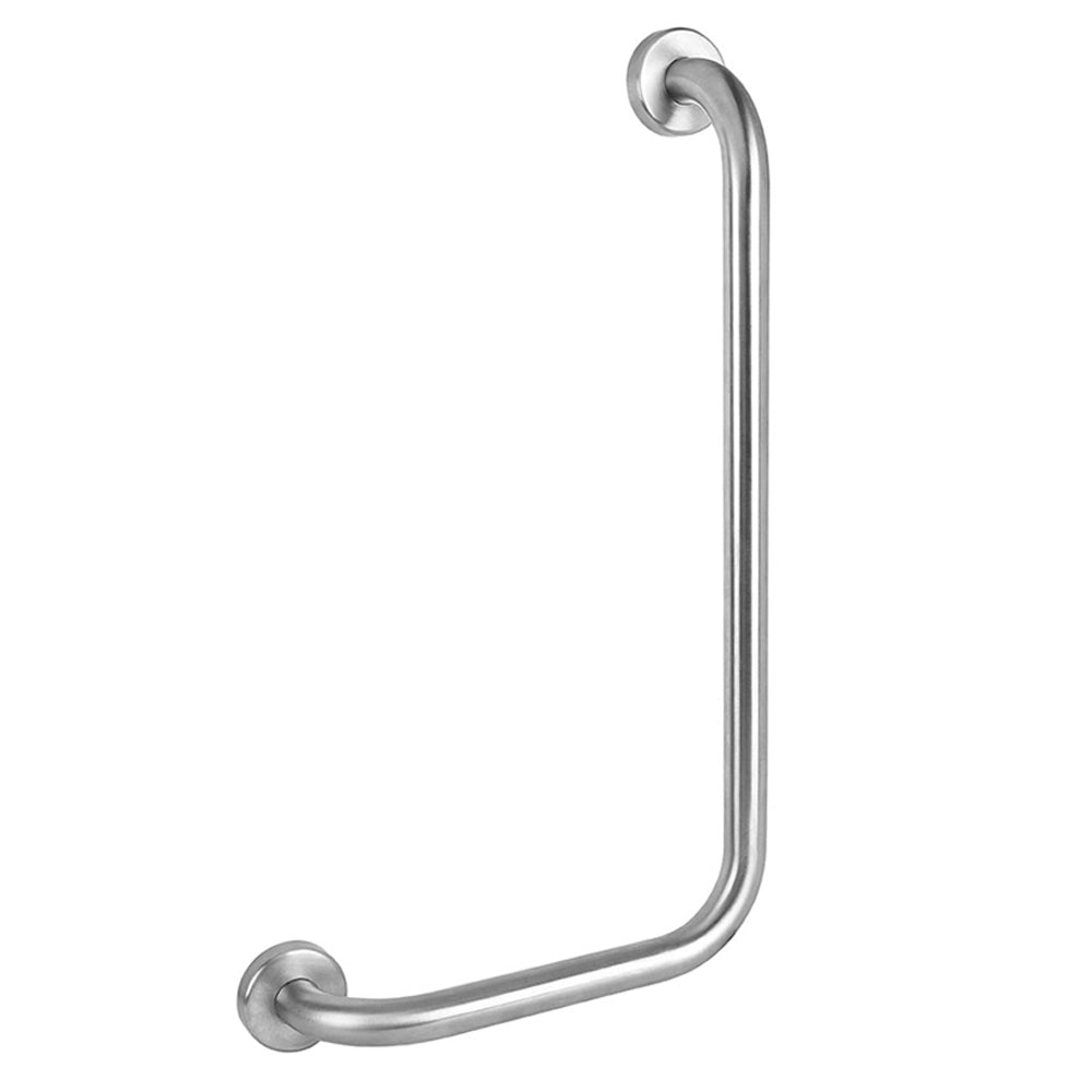 Corrimano angolare di sicurezza 35x65 cm con montante a destra in acciaio cromo