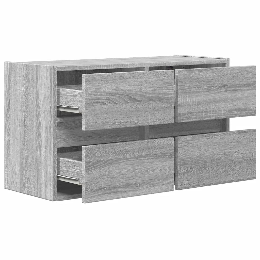 vidaXL Mobile TV a Parete con Luci LED Grigio Sonoma 80x31x45 cm
