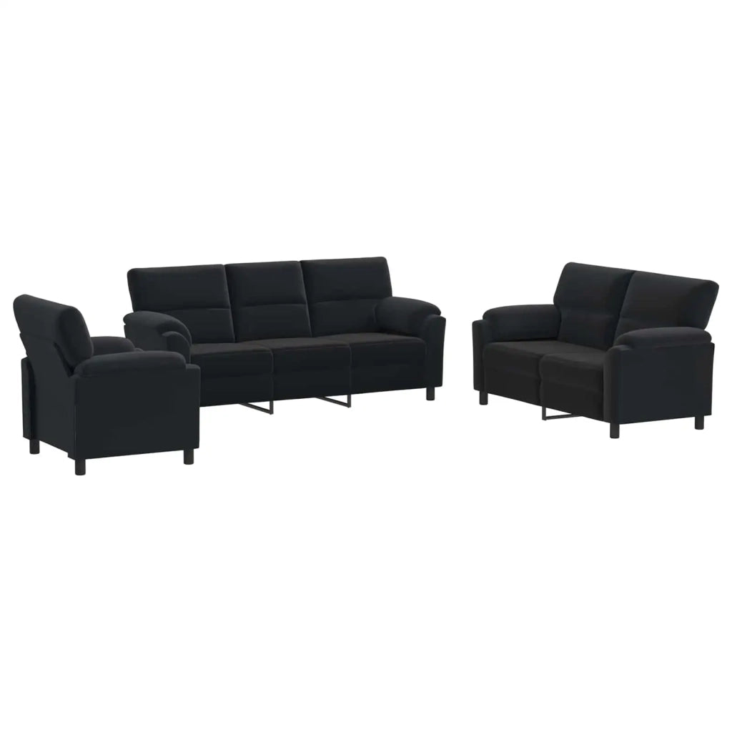 Set di divani 3 pcs Nero Velluto 3430482