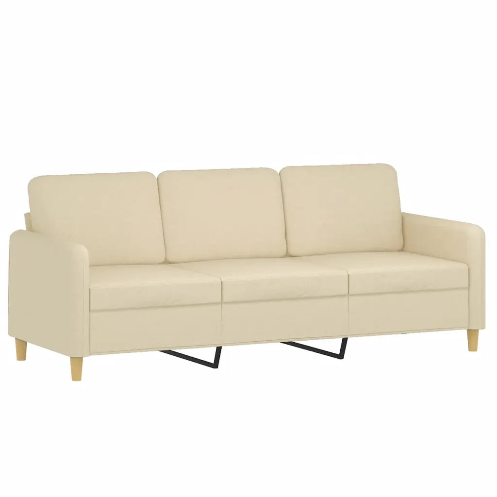 Divano a 3 Posti Crema 180 cm in Tessuto 359488