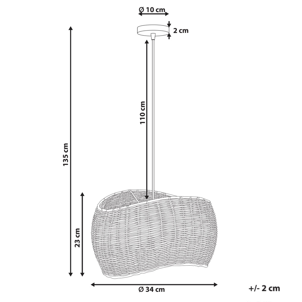 Lampada a sospensione con paralume in rattan naturale e struttura in ferro Lampada a sospensione in stile boho Illuminazione