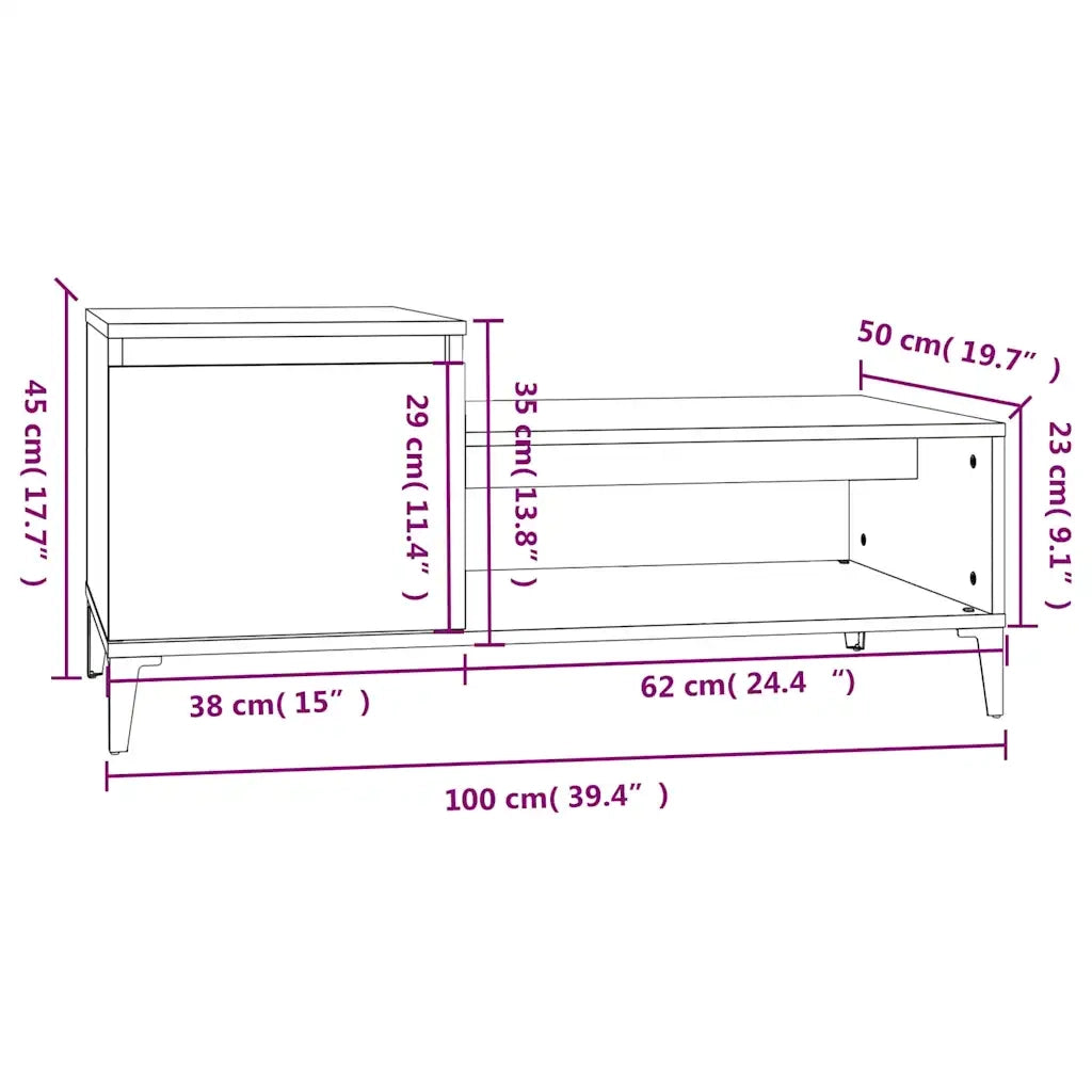 Tavolino da Salotto-Tavolino da soggiorno-Tavolo grigio sonoma 100x50x45cm Legno Multistrato 178514