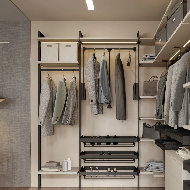 Kit di Reggimensole per 3 ripiani in Legno e 1 modulo per struttura Zero, Zama, Verniciato grigio pietra