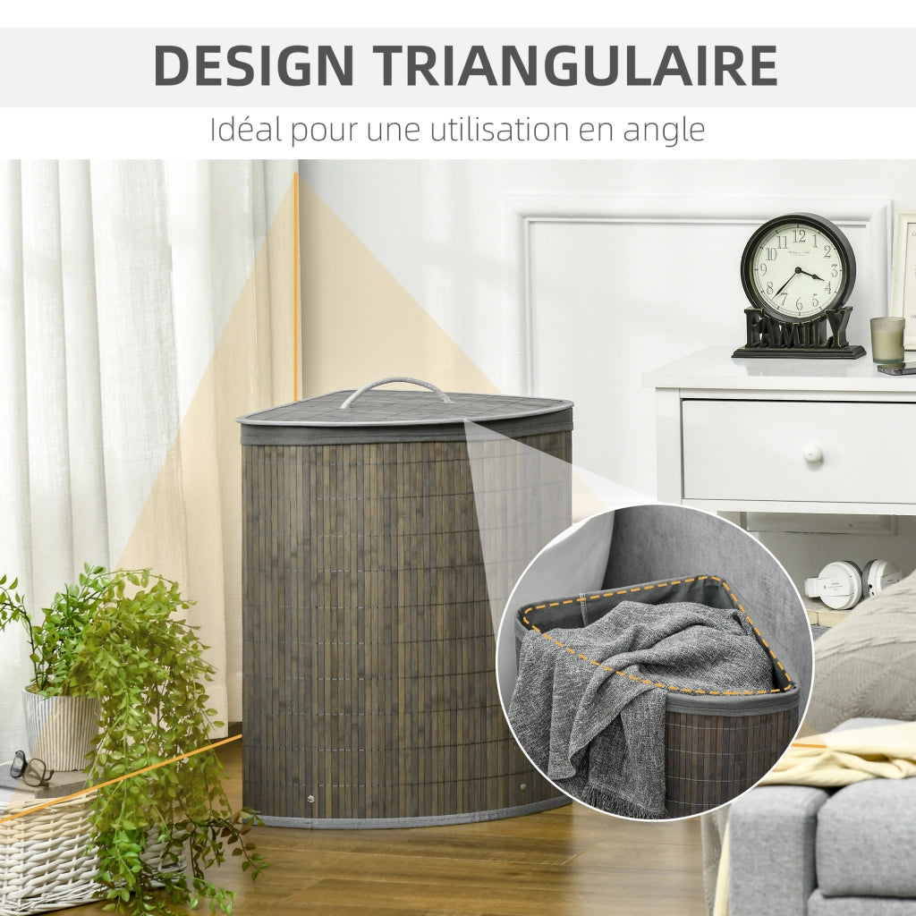 Panier ¨¤ Linge in Bamb¨´ Angolare con Coperchio e Sacchetto ¨C zephmum ¨C Naturale 38x38x57
