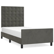 Letto singolo | Letto per adulti | Giroletto senza Materasso Grigio Scuro 90x190 cm Velluto