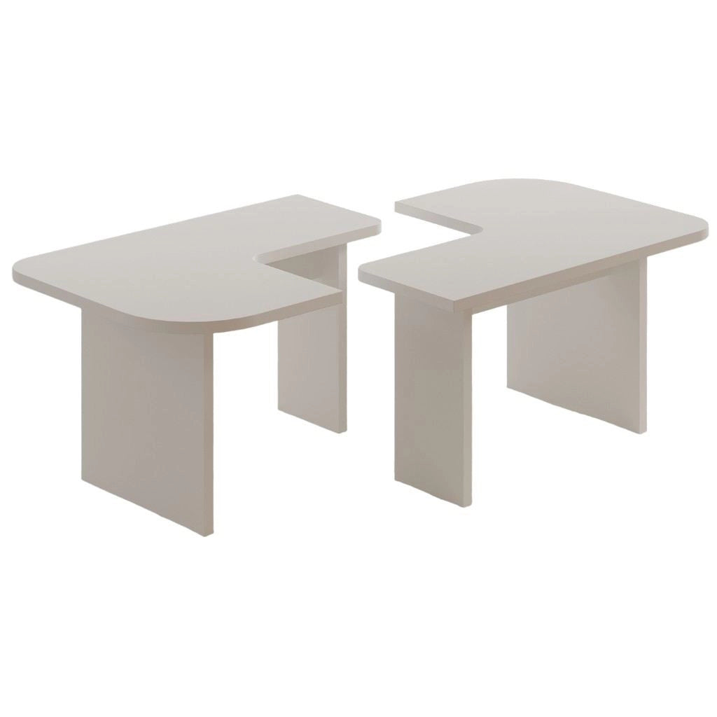 Set di tavolini in legno "Iris" - 90 x 45 x 35 cm - Bianco