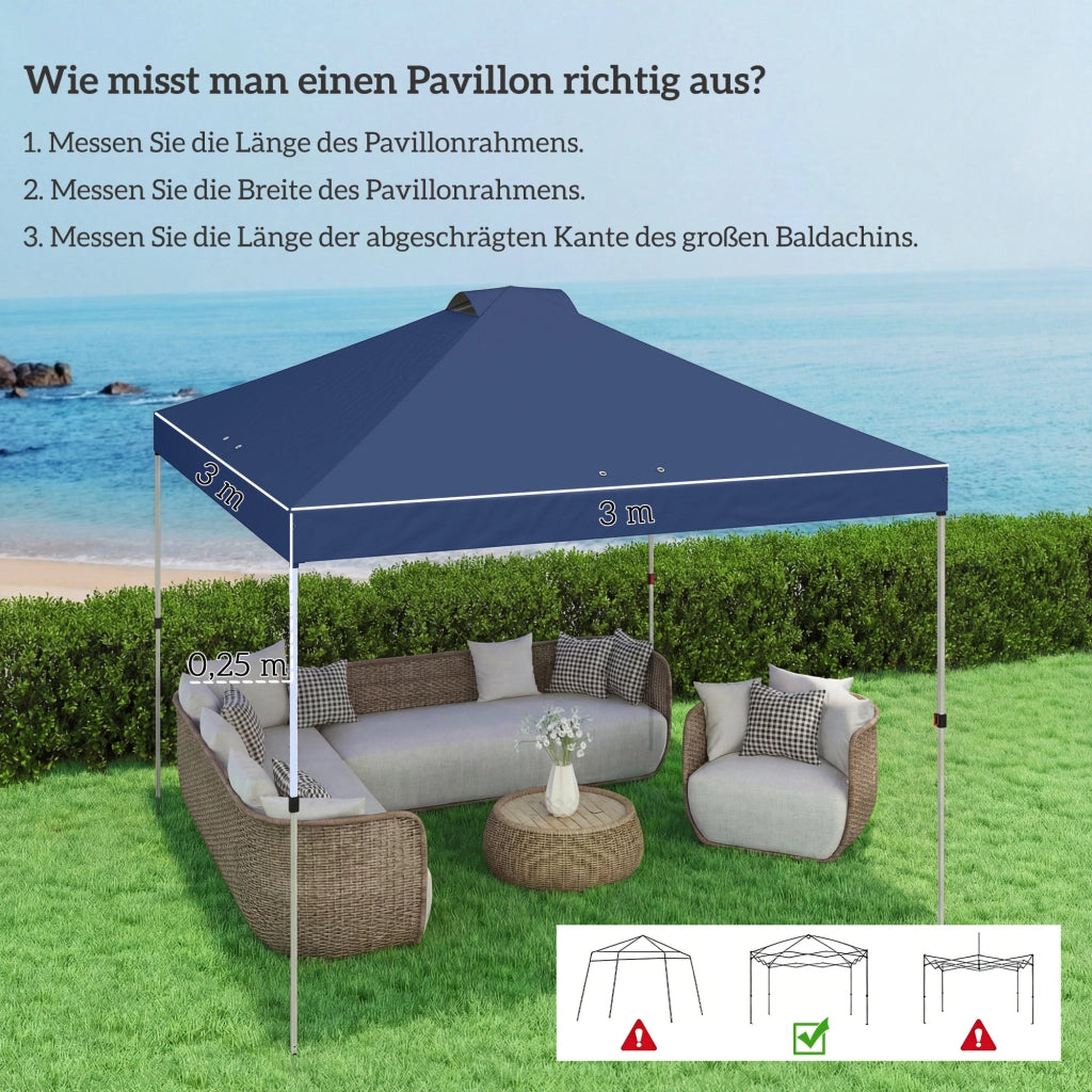 Copertura per gazebo 3x3 m UV50+ impermeabile blu ¨C zephmum ¨C 8 fori di drenaggio