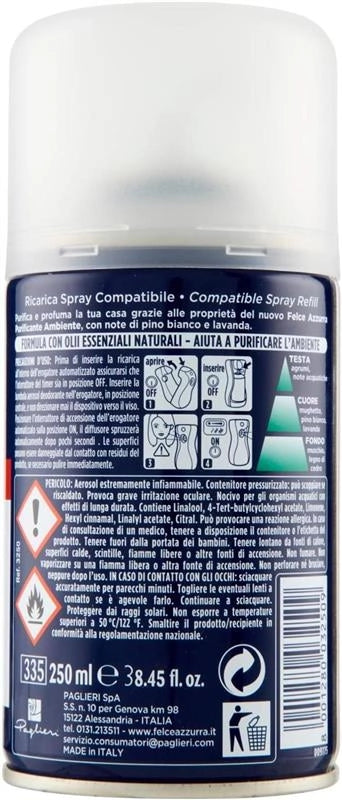 FELCE AZZURRA ARIA DI CASA PROFUMATORE AUTOMATICO D'AMBIENTE PINO BIANCO E LAVANDA PURO BENESSERE 250 ML