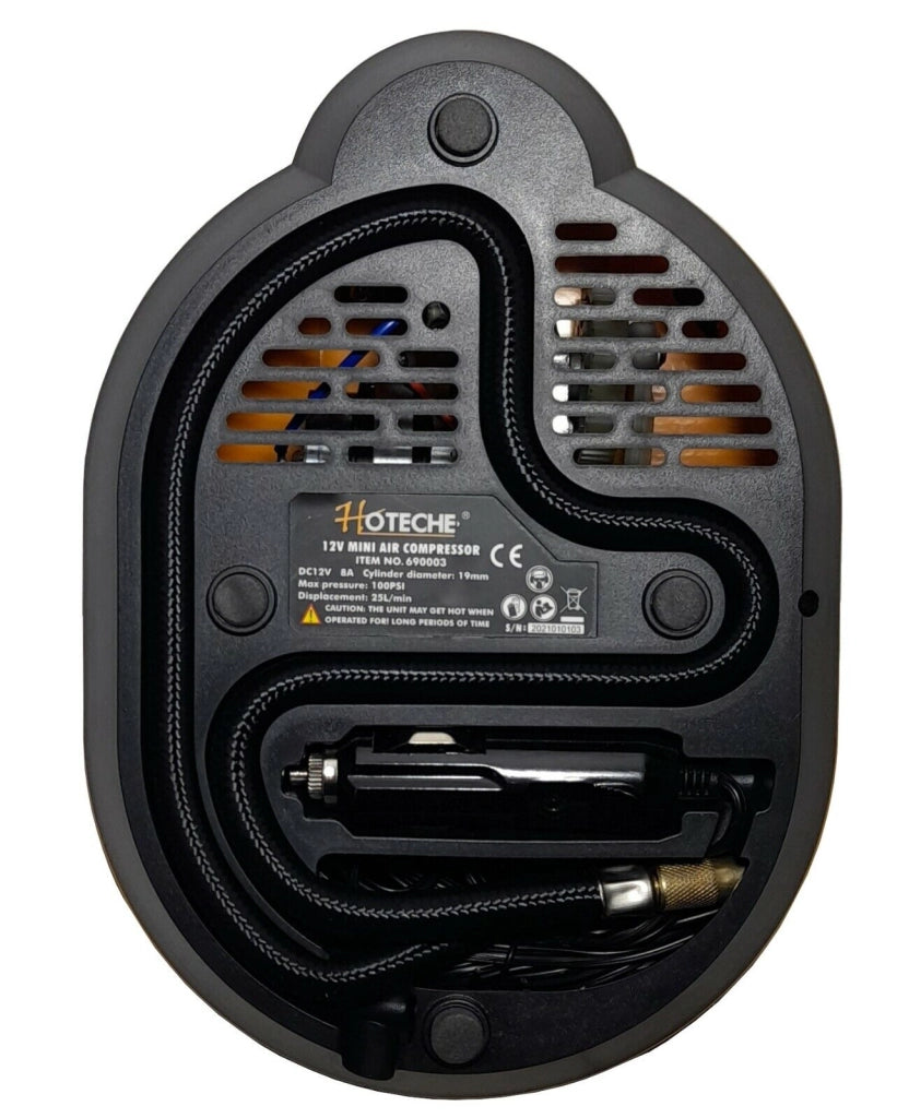 MINI COMPRESSORE PORTATILE CANOTTI AUTO 12V BICI MOTO 100PSI CON TORCIA M.690003