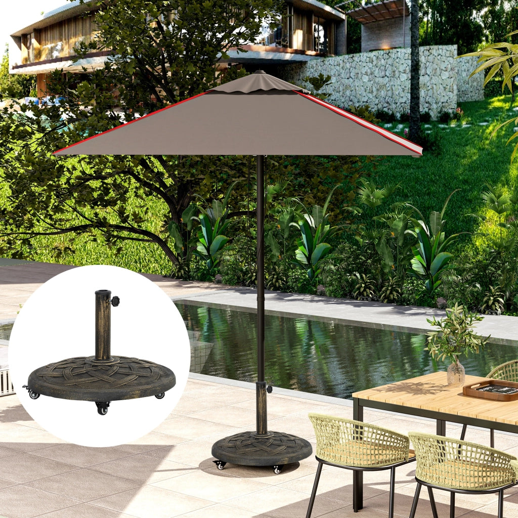 Base Ombrellone Rotonda in Resina 20 kg con Ruote e Freni ¨C zephmum ¨C Bronzo