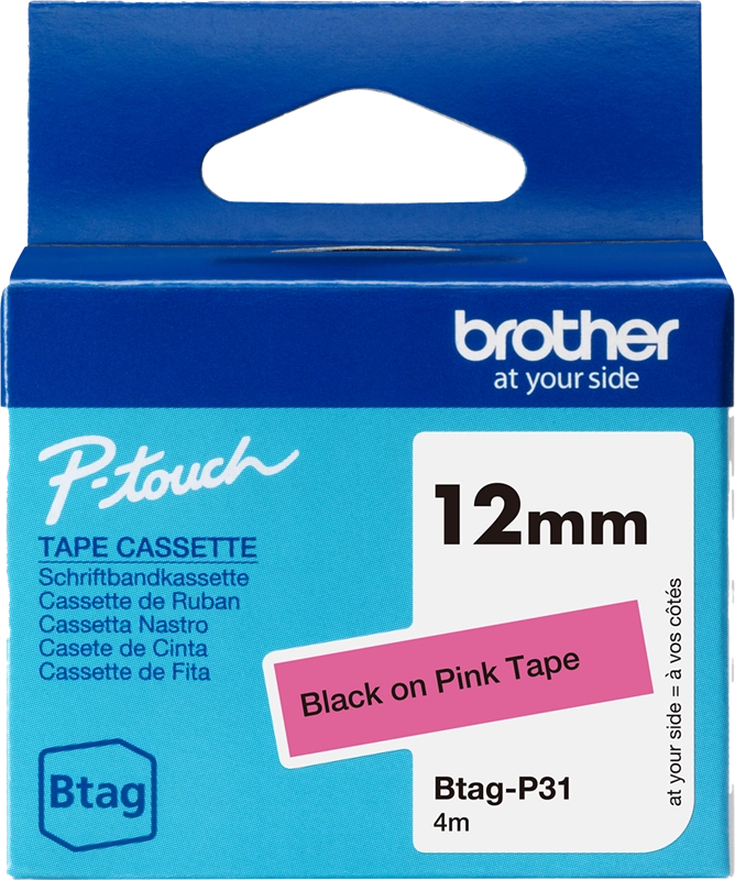 Brother BTAG-P31 nastro per etichettatrice Nero su rosa