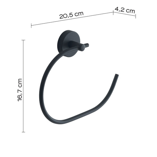 Portasalviette ad anello da muro in acciaio inox e Cromall 2370 Gedy serie EROS Nero Matt