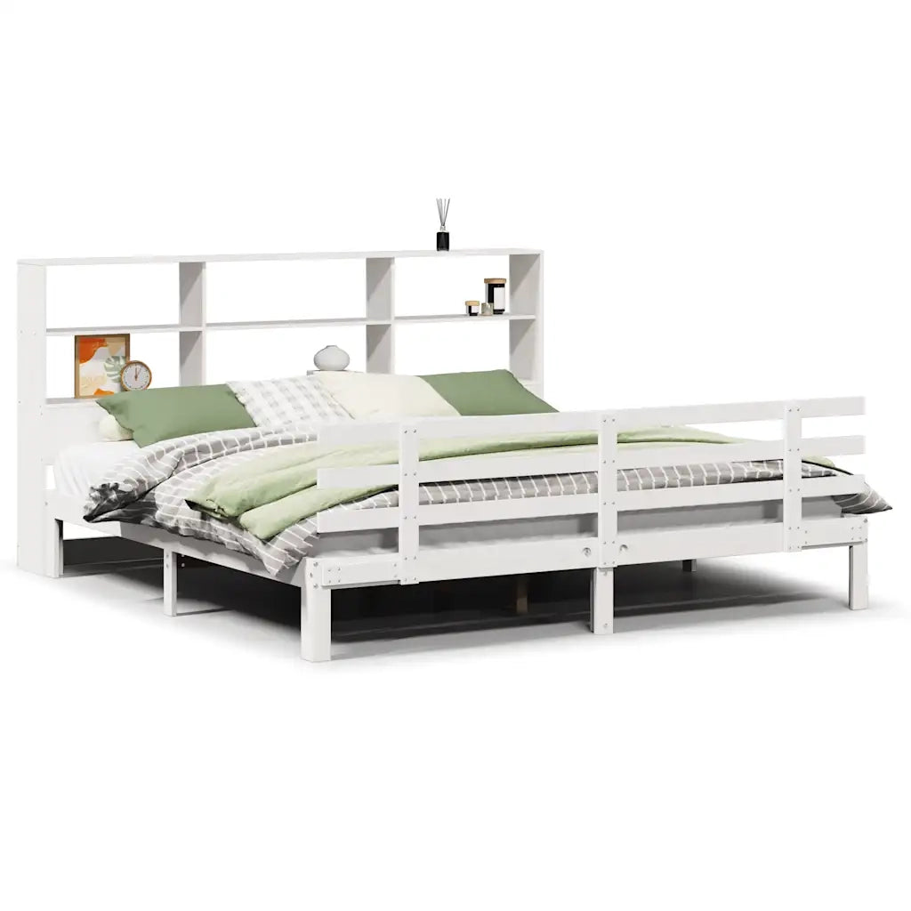 vidaXL Giroletto con Libreria senza Materasso 180x200 cm in Legno Pino