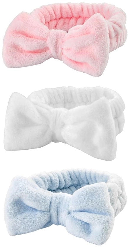 Set di fascia per capelli 3 pezzi - Microfibra - Fascia per capelli femminile - Sport - Bagno - Trucco - Circonferenza 40-55 cm