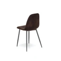 E-STYLO Sedia in similpelle moka vintage con gambe in metallo antracite, imbottita, 44cm X 50cm H. 84cm.