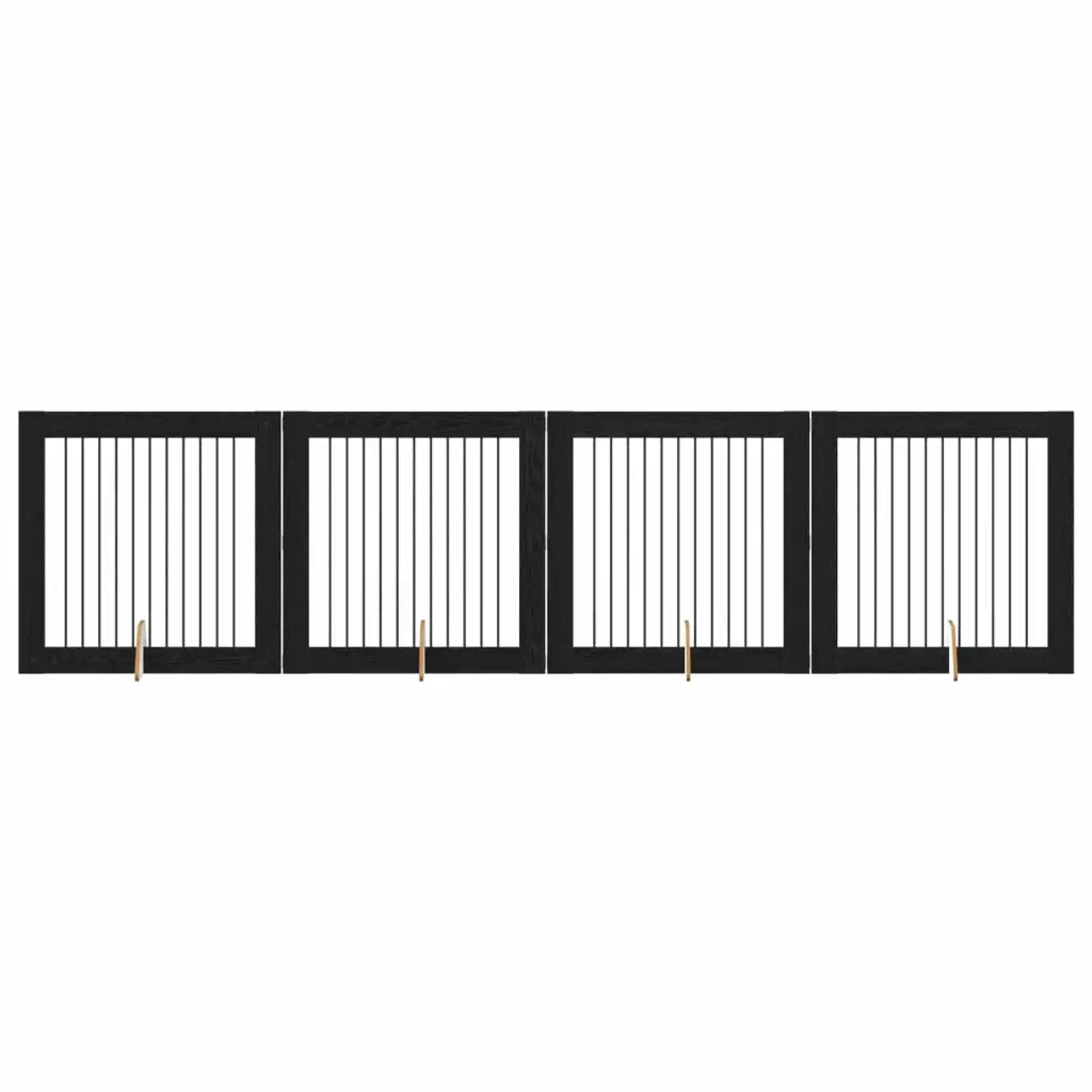 Cancello per cani con supporti 4 pcs Rovere Nero 100 x 100 cm