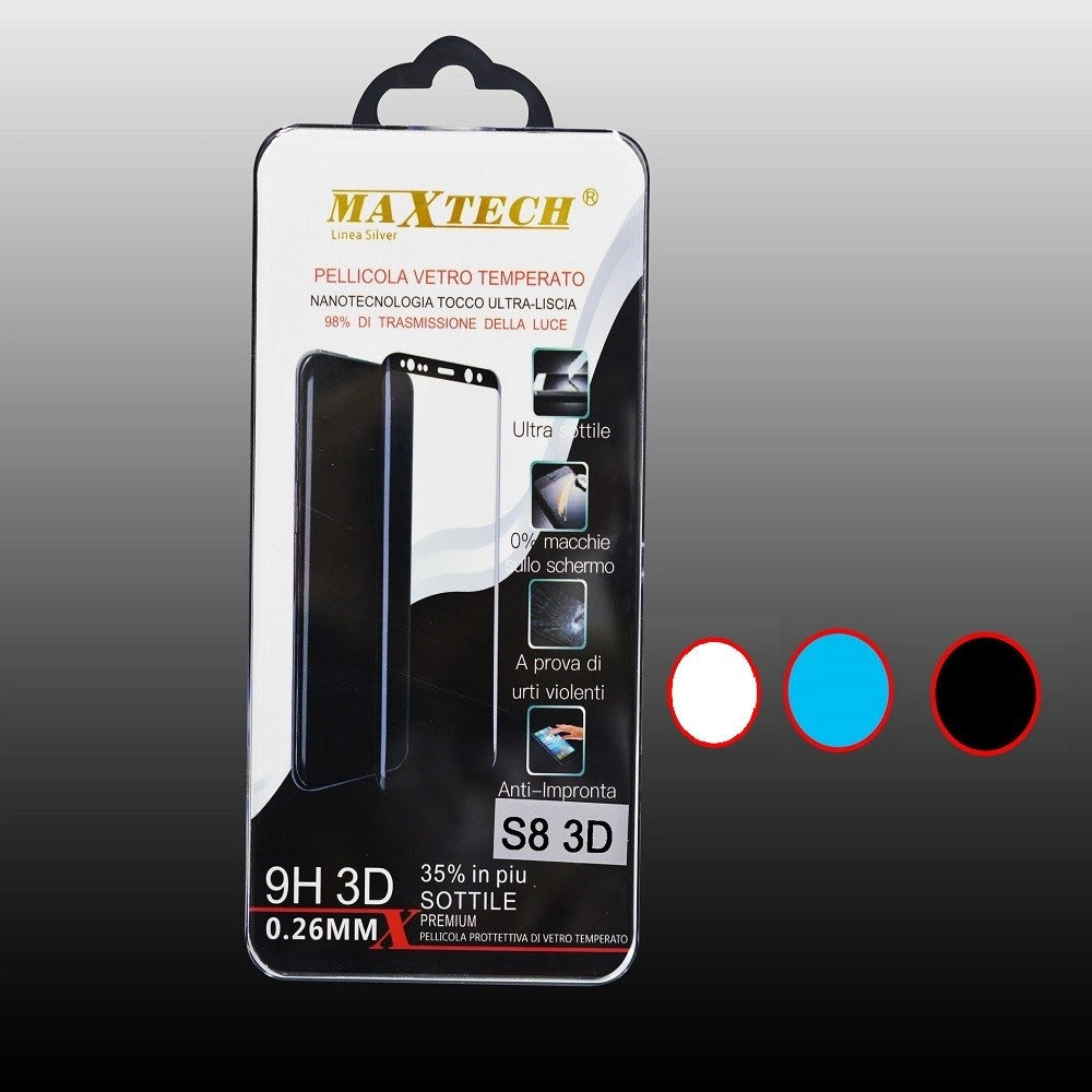 Trade Shop - Pellicola In Vetro Temperato Curvo Per Samsung Galaxy S8 3d 9h Maxtech P-s8 -