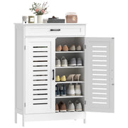 Armadio per Scarpe con Ante Griglia e Ripiani Regolabili ¨C zephmum ¨C Bianco 78x37x115,8 cm