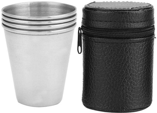 Set di bicchieri in acciaio inossidabile 4 pezzi - Qualità alimentare - Per uso all'aperto/camping - Bicchiere antilebbro - Facile da pulire - Bicchieri metallici
