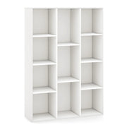 Libreria moderna a giorno da 11 cubi 74 x 24 x 106 cm multifunzionale con blocco di sicurezza antiribaltamento legno bianco 20_0020167