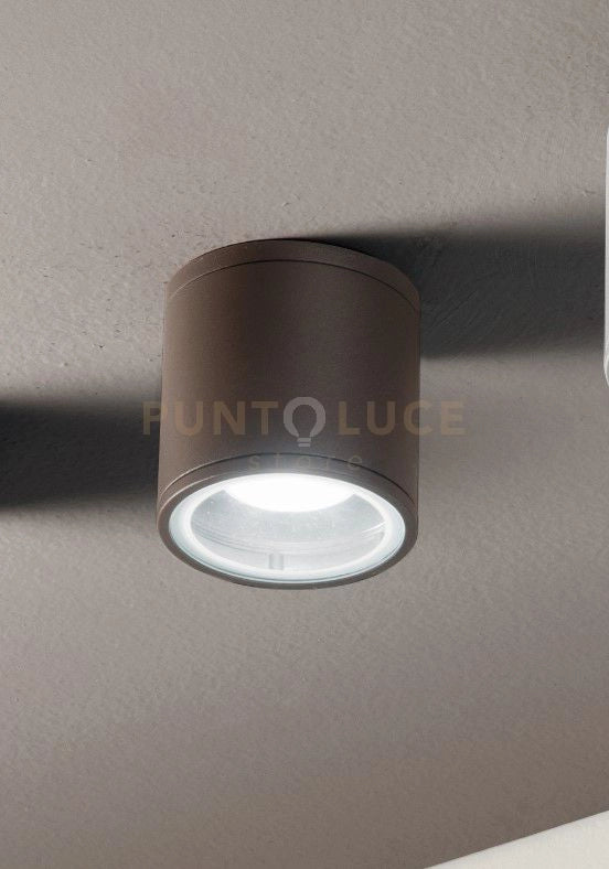 PLAFONIERA PER ESTERNI JUBO 1 LUCE ATTACCO GU10 MARRONE D.9CM