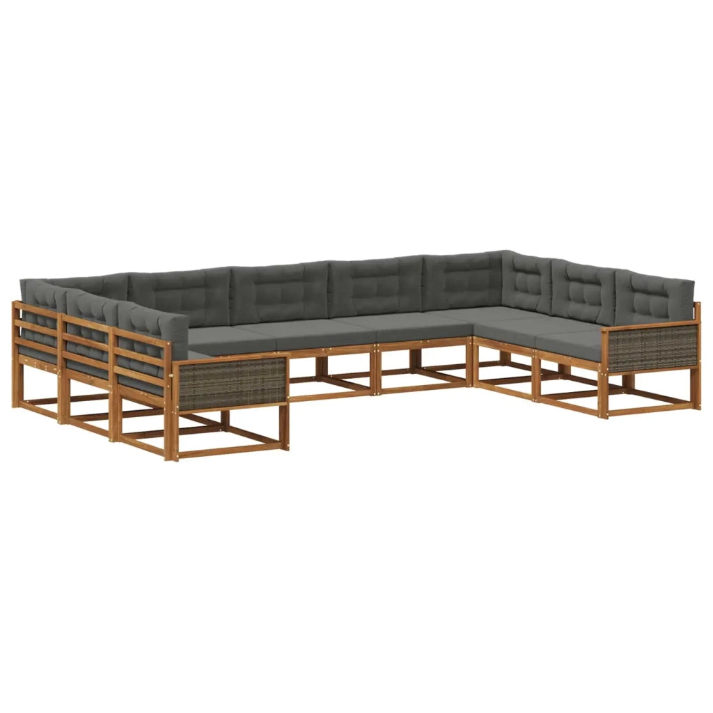Set di divani da esterno con cuscino 9 pcs Naturale e Antracite