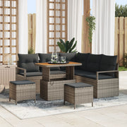 Set di Divani da Giardino  8 Pezzi con Cuscini Grigio Rattan Poliestere Acacia